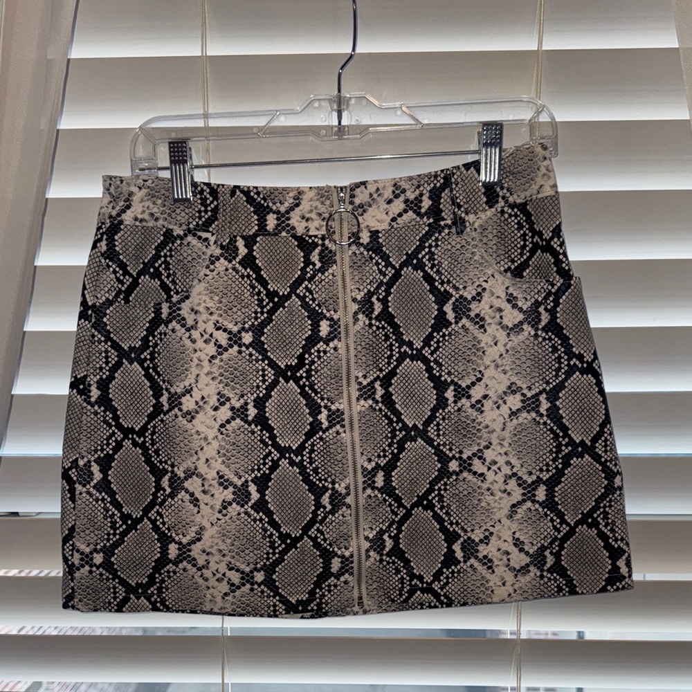 Snakeskin Print Faux Leather Mini Skirt - Picture 1 of 4